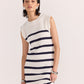 Staple the Label Veda Stripe Knit Midi Dress in White/Navy Stripe - the tartan fox