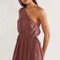 Staple the Label Vento One Shoulder Dress in Mocha - the tartan fox