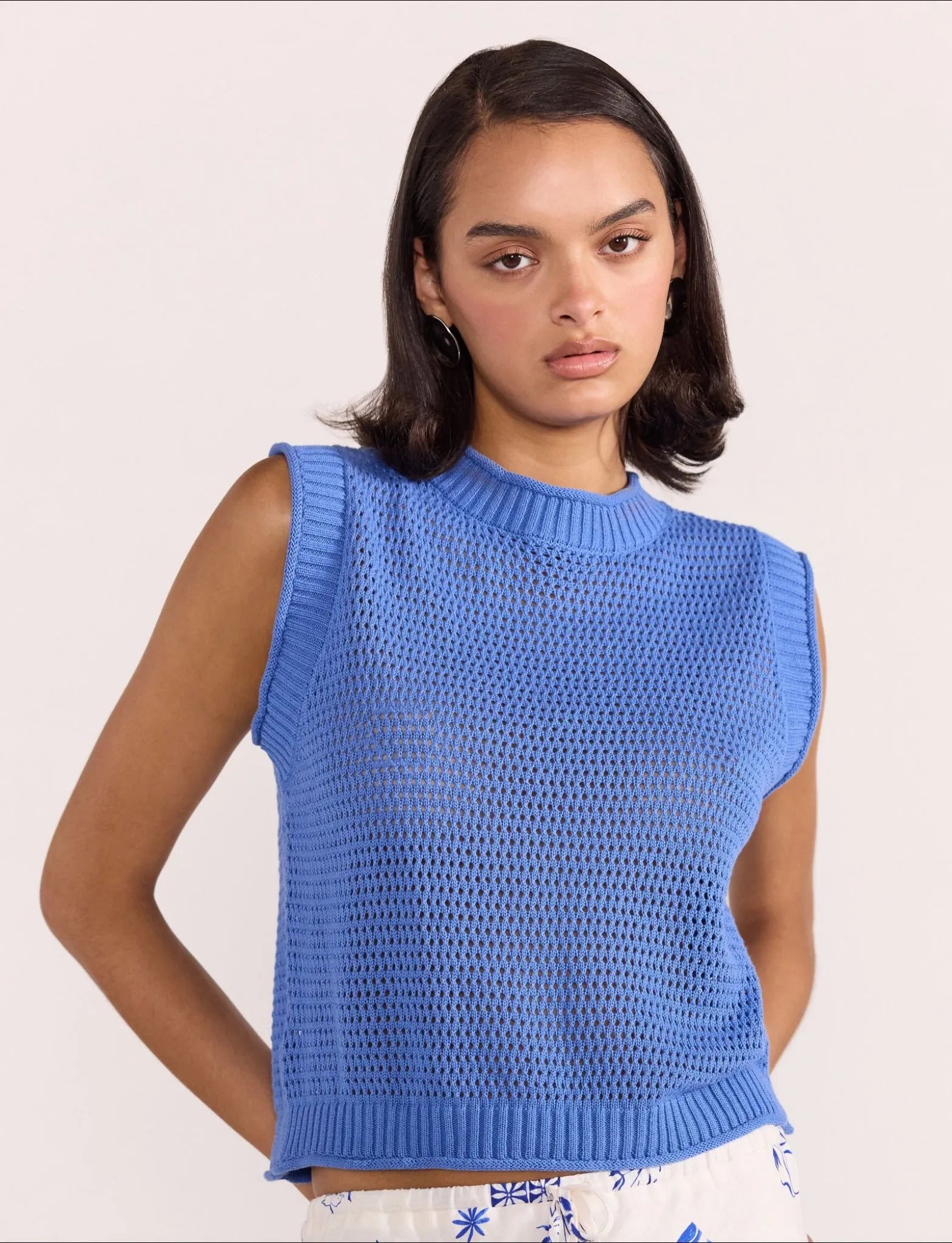 Staple the Label Wave Knit Tank in Blue - the tartan fox