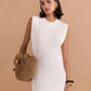 Staple the Label Wave Open Knit Midi Dress in White - the tartan fox