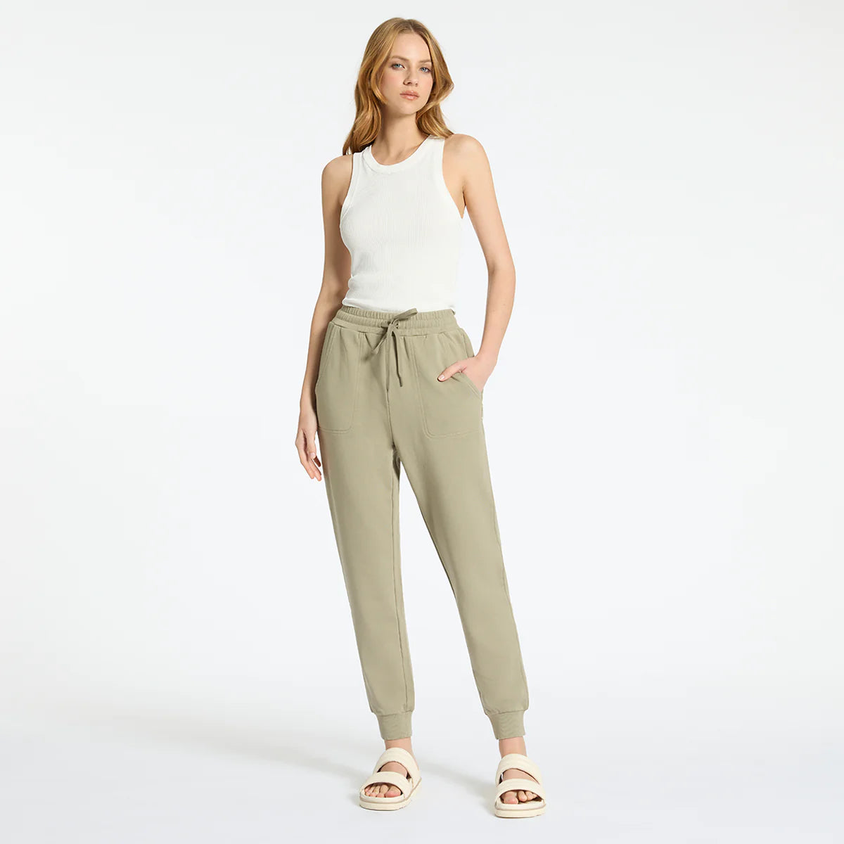 Status Anxiety As You Wake Track Pant in Washed Sage - the tartan fox