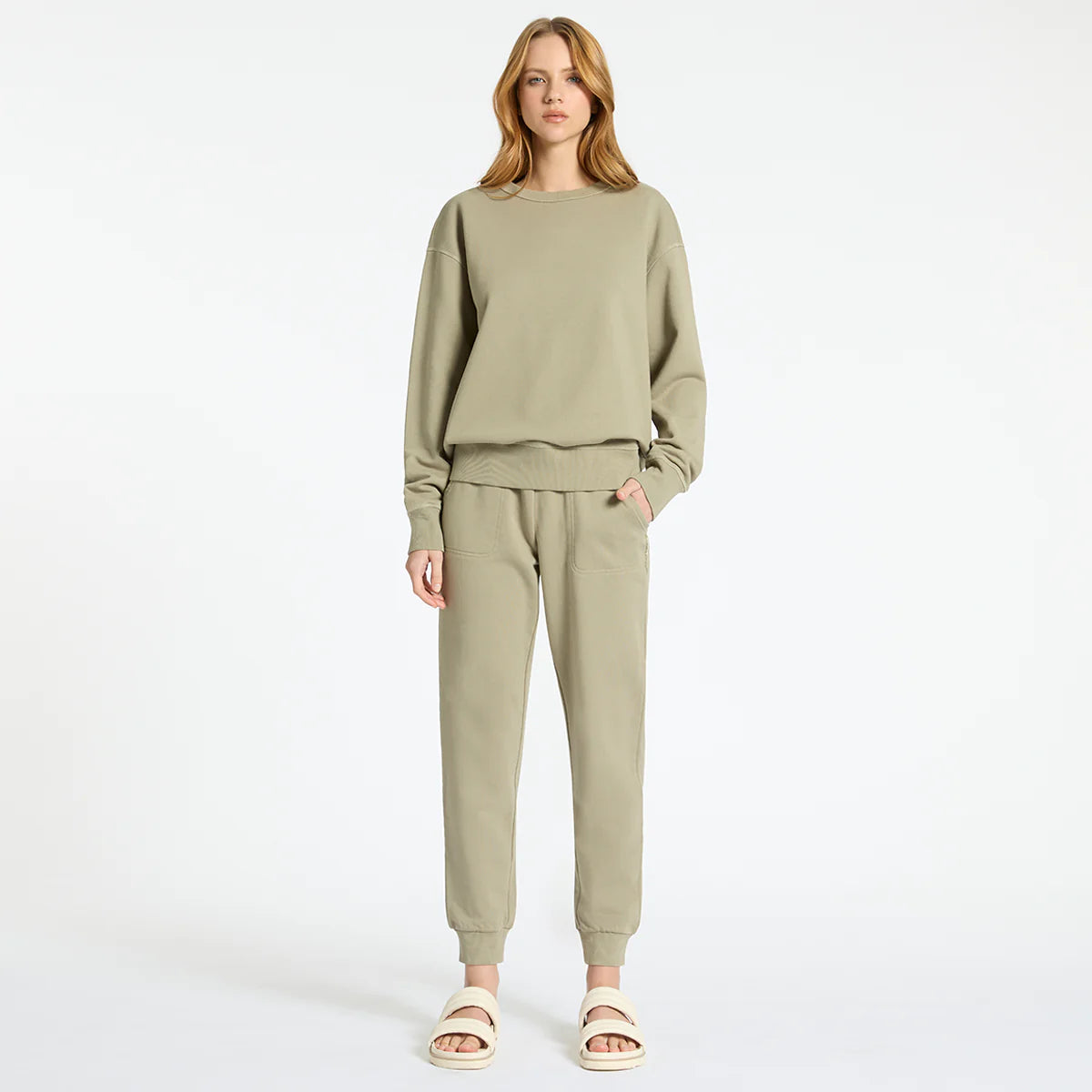 Status Anxiety As You Wake Track Pant in Washed Sage - the tartan fox