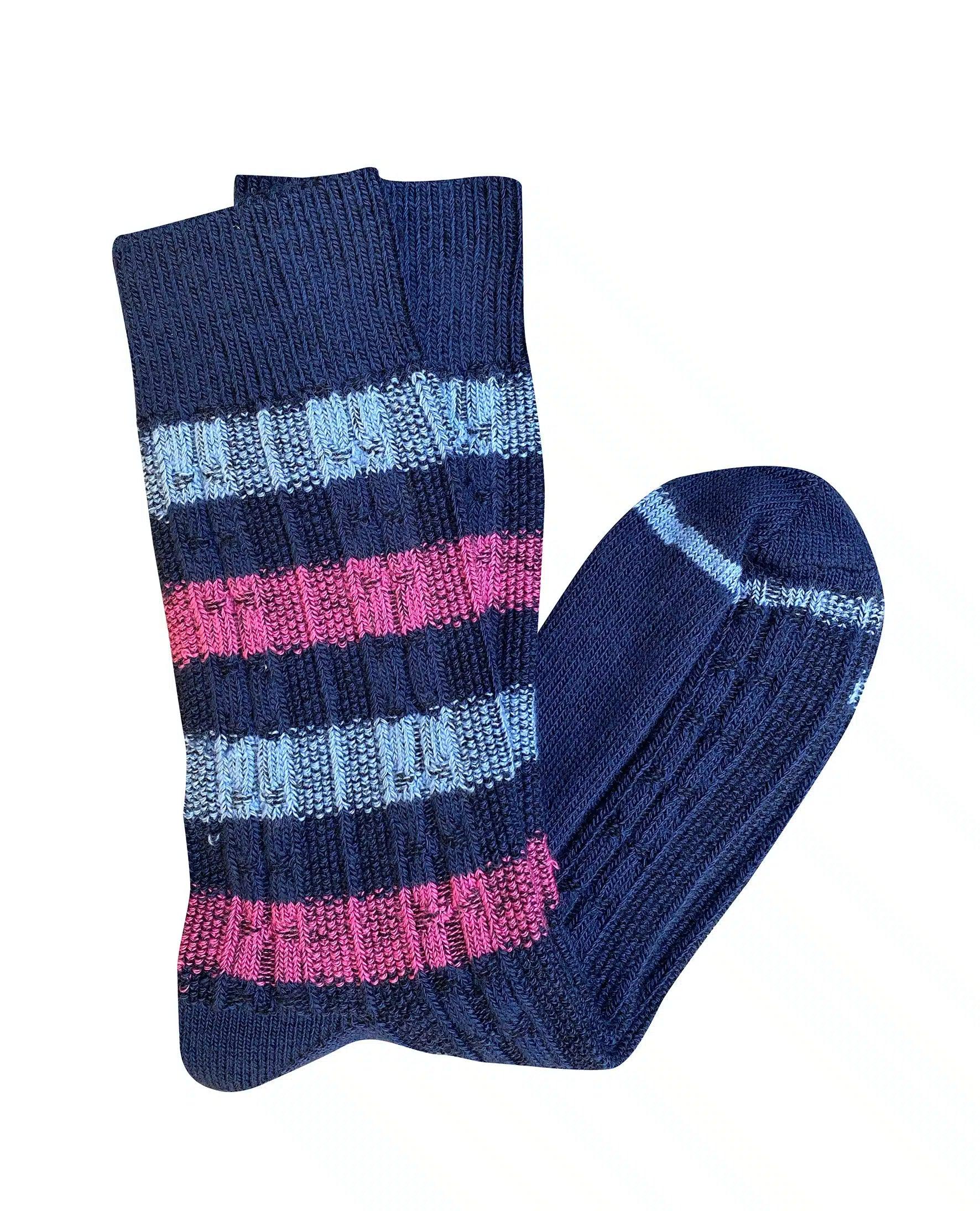 Tightology Chunky Cable Socks in Blue - the tartan fox