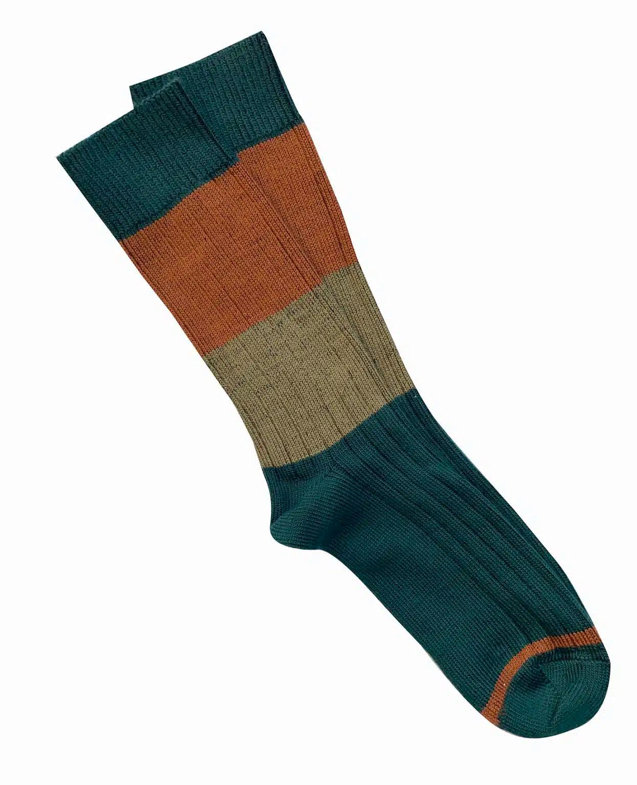 Tightology Chunky Rib Merino Wool Socks in Green - the tartan fox