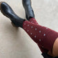 Tightology Dotty Wool Socks in Burgundy - the tartan fox