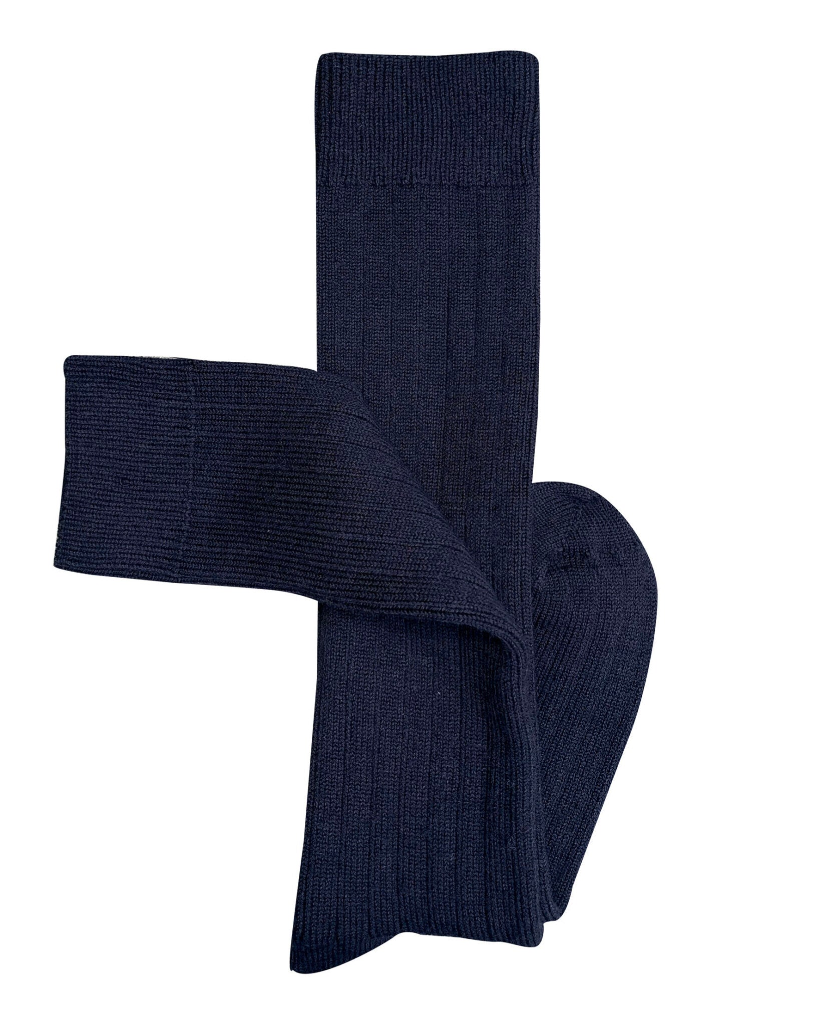 Tightology Long Rib Merino Wool Socks in Navy - the tartan fox