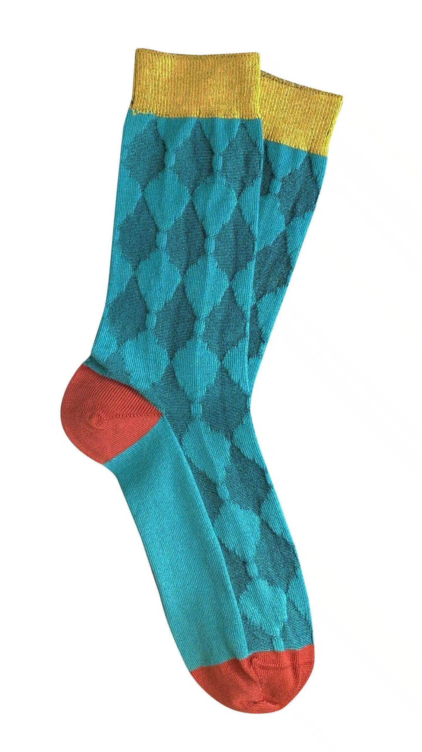 Tightology Odeon Socks in Teal - the tartan fox