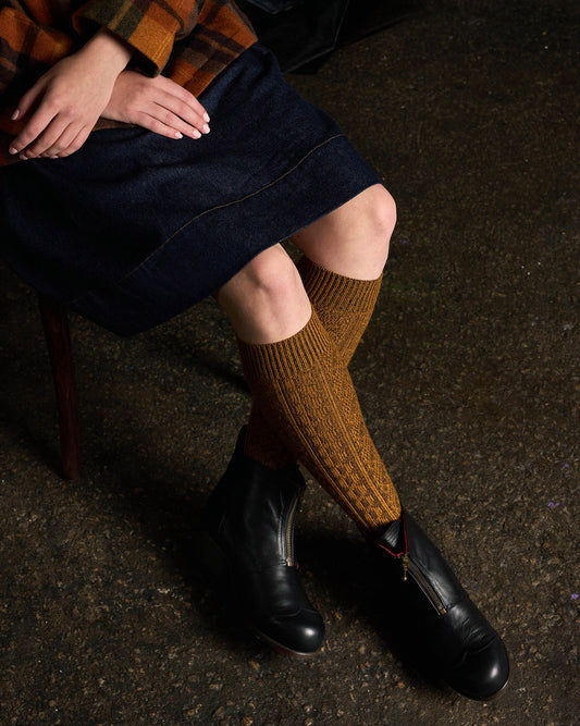 Tightology Vintage Merino Wool Socks in Mustard - the tartan fox
