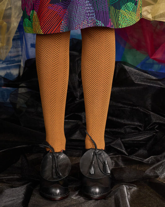 Tightology Weave Organic Cotton Tights in Butterscotch - the tartan fox
