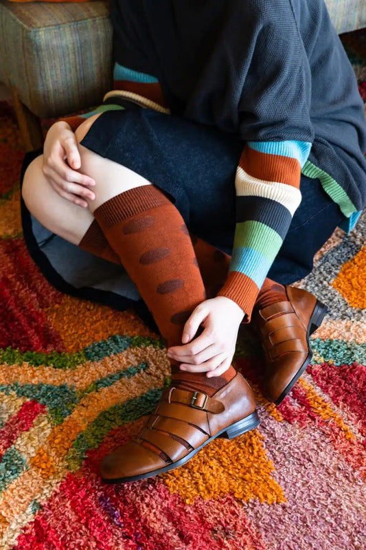 Tightology Yayoi Merino Wool Socks in Paprika - the tartan fox