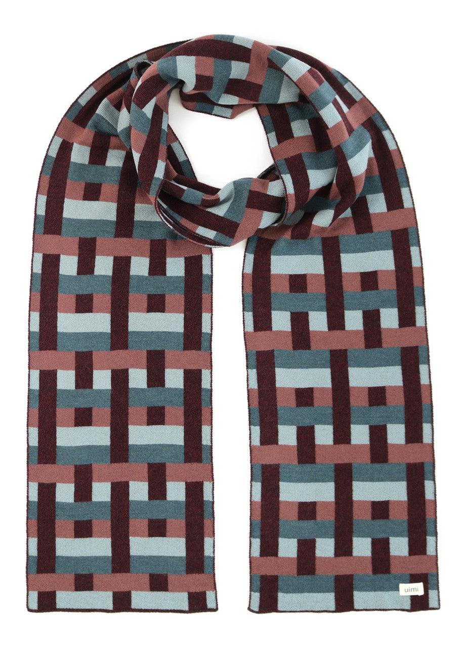 Uimi Dixie Modern Check Scarf in Raisin - the tartan fox