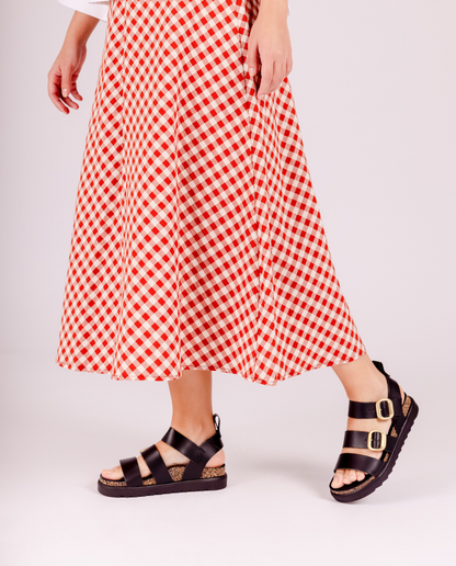 Yokono Tunez 127 Leather Sandal in Black - the tartan fox