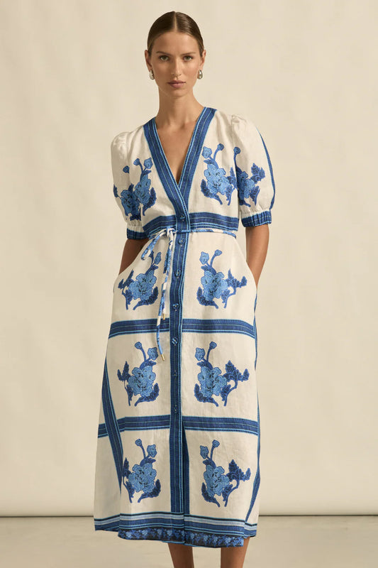 Zoe Kratzmann Portrait Dress in Azure Collage - the tartan fox