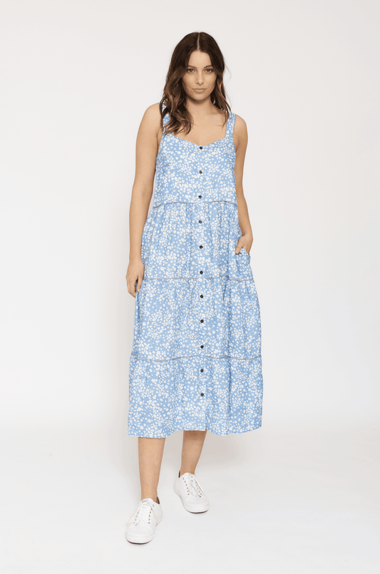 Alessandra Estella Dress in Bluebell - the tartan fox