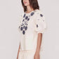 Apartment Clothing Edina Full Sleeve Top in Vanilla/Navy Embroidery - the tartan fox