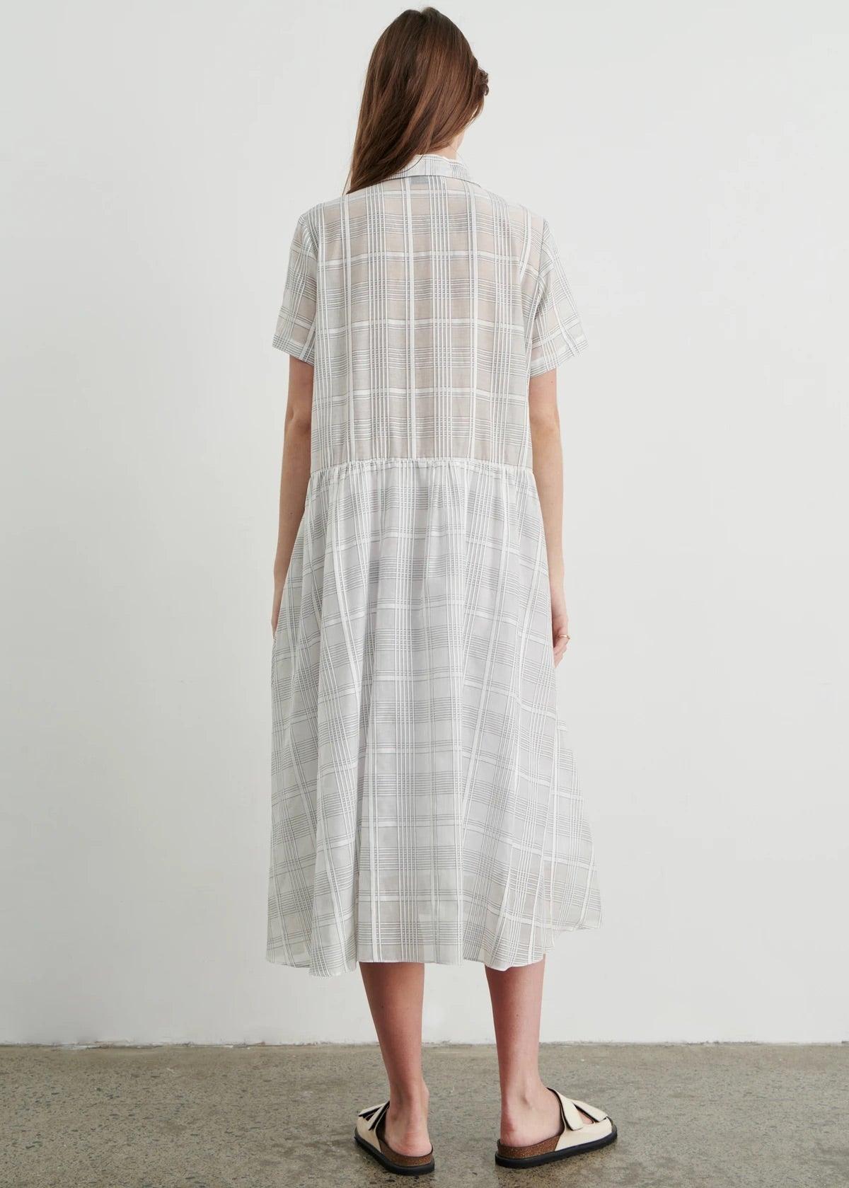 Apartment Clothing Sarai Maxi Shirt Dress in White/Sarai Check - the tartan fox