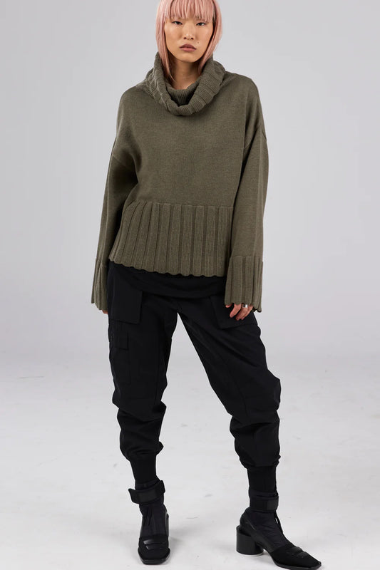 Dref by D Venus Knit Jumper in Olive Branch - the tartan fox