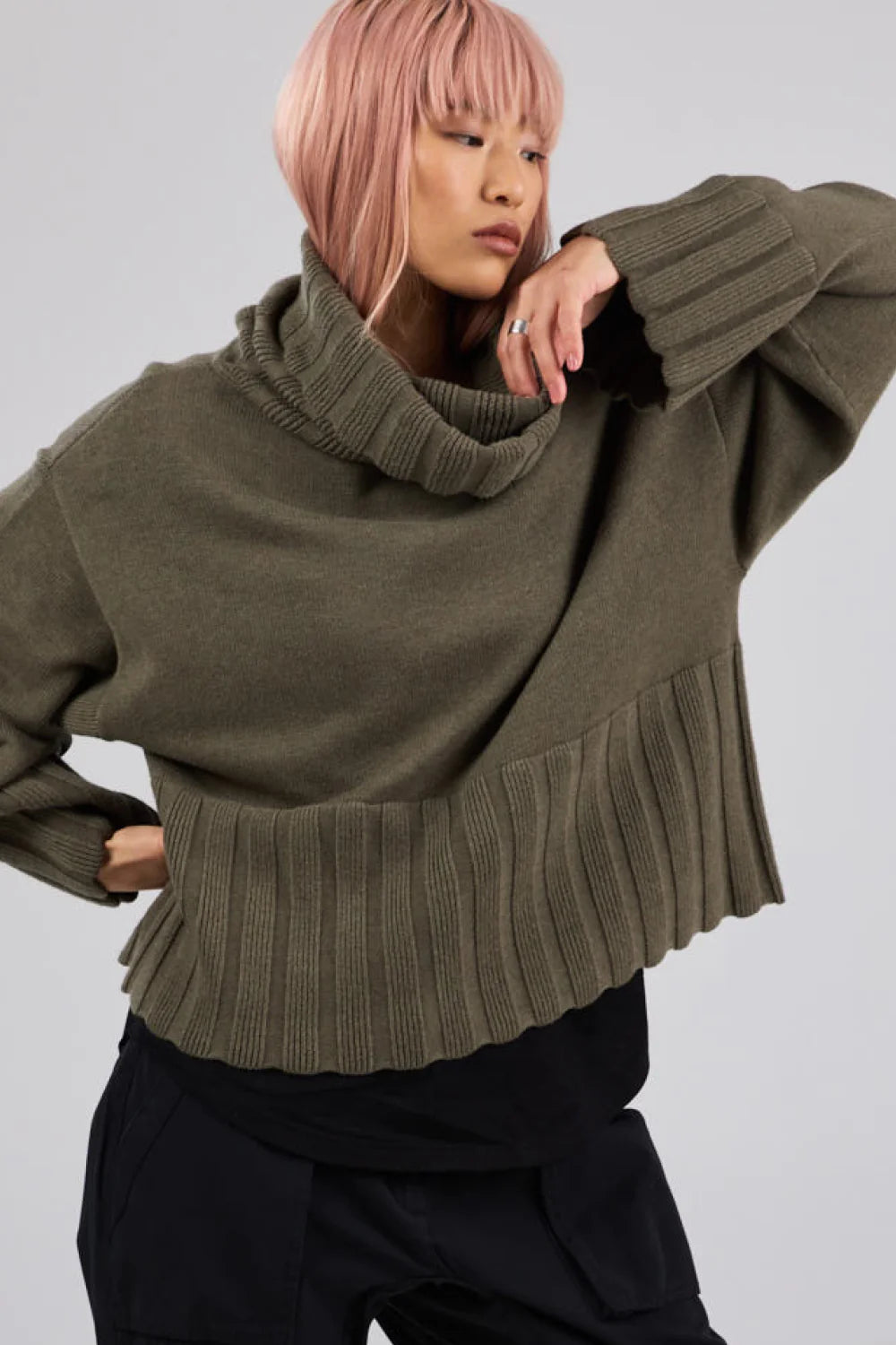 Dref by D Venus Knit Jumper in Olive Branch - the tartan fox