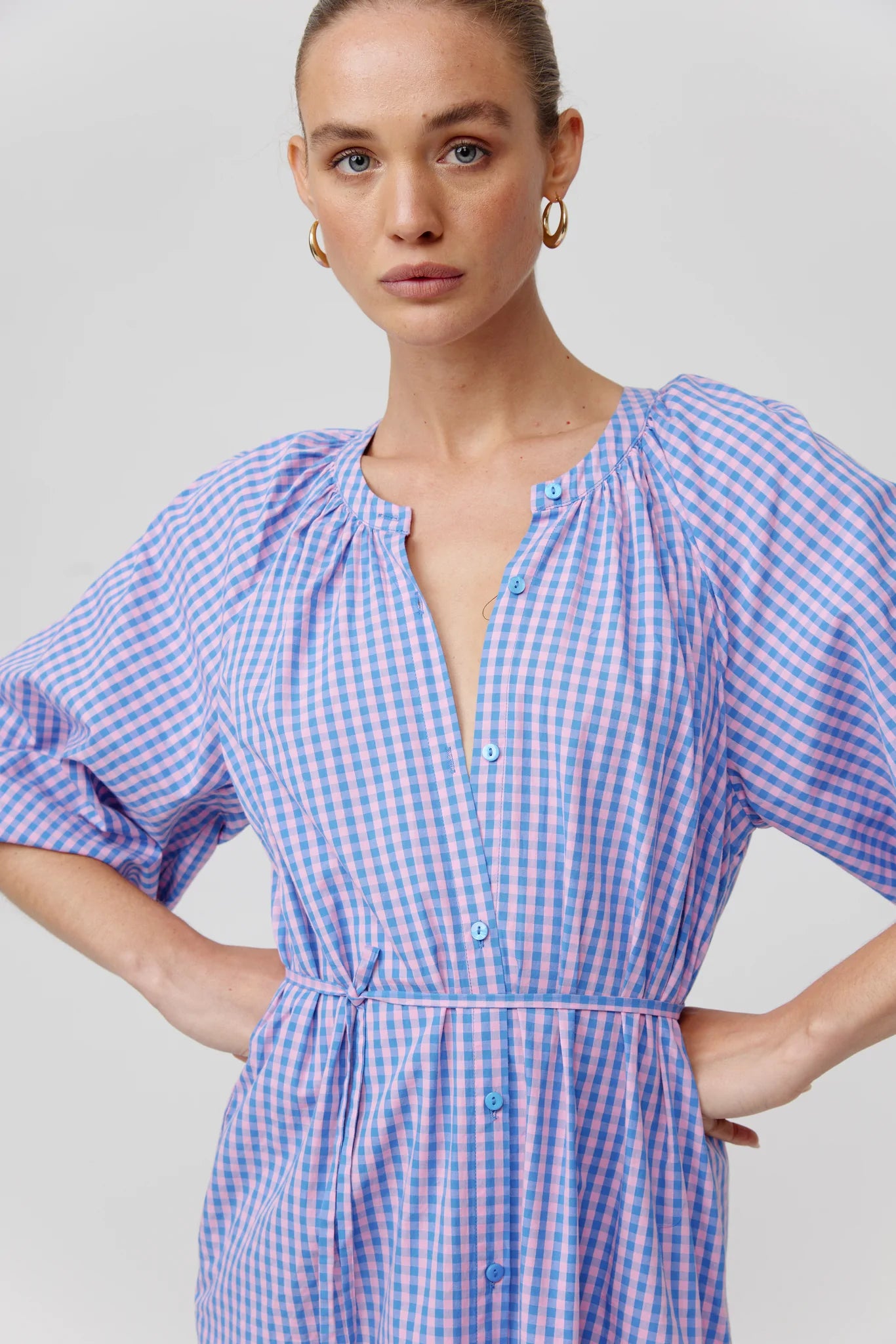 Kinney Coco Dress in Pink and Blue Check - the tartan fox