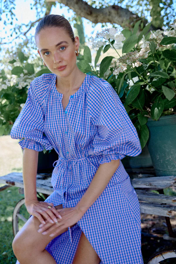 Kinney Coco Dress in Pink and Blue Check - the tartan fox