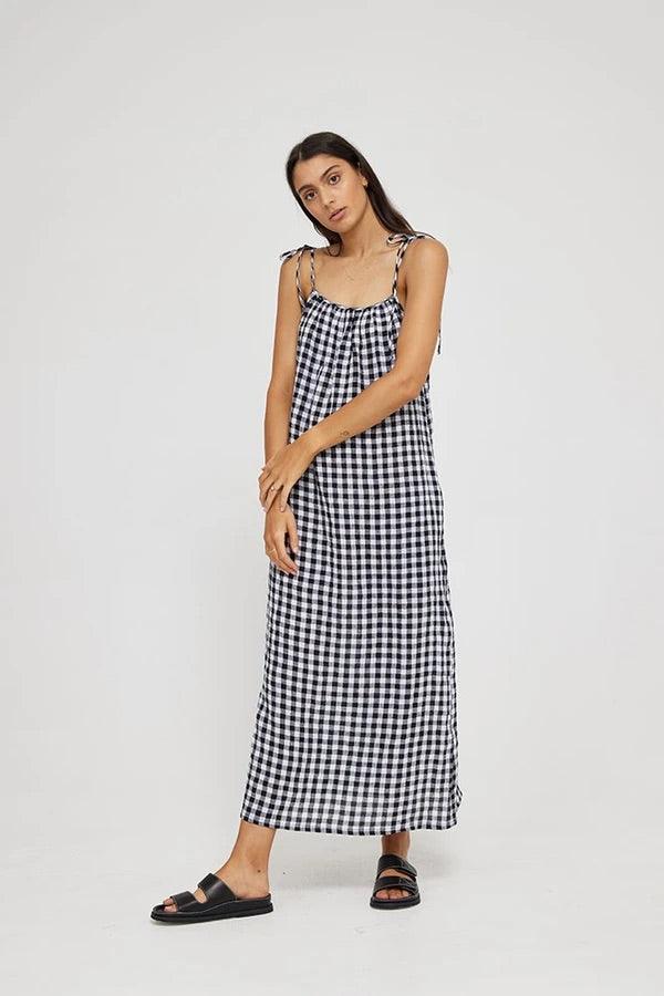 Kinney Hazel Dress in Black and White Check - the tartan fox