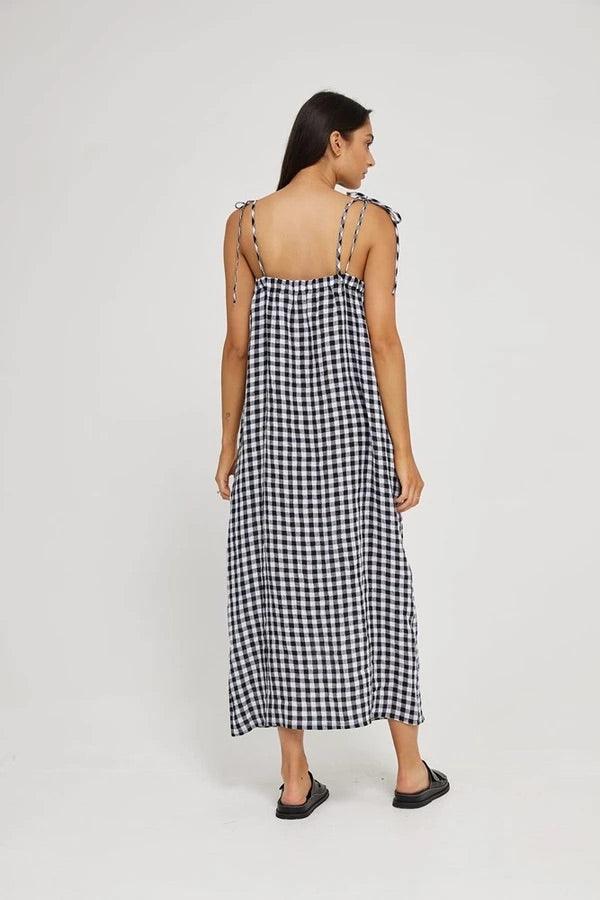 Kinney Hazel Dress in Black and White Check - the tartan fox