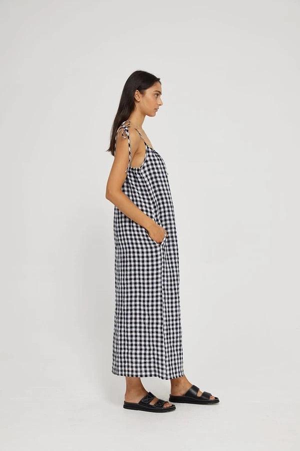 Kinney Hazel Dress in Black and White Check - the tartan fox