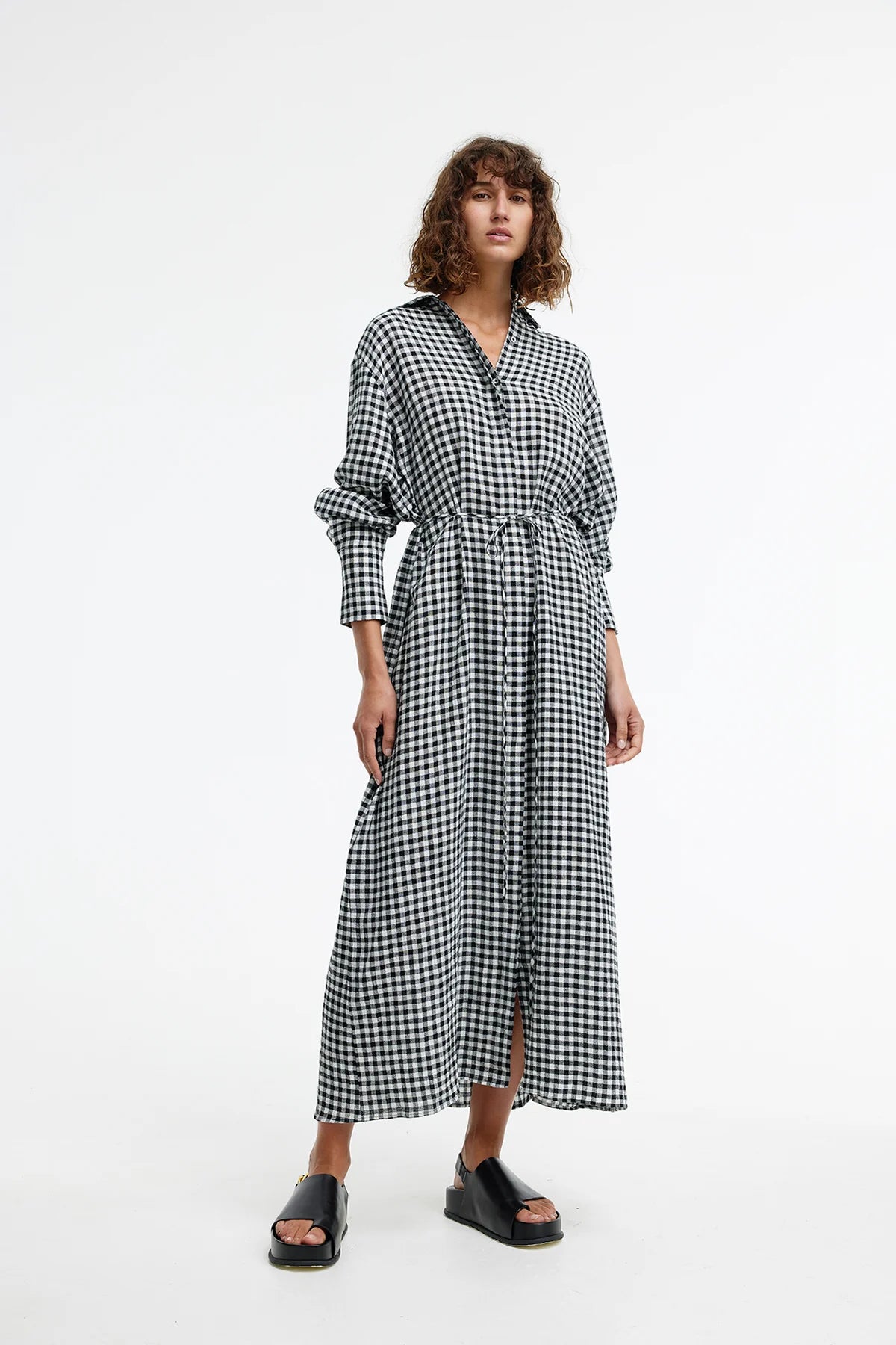 Kinney Taylor Shirt Dress in Black and Ivory Gingham - the tartan fox