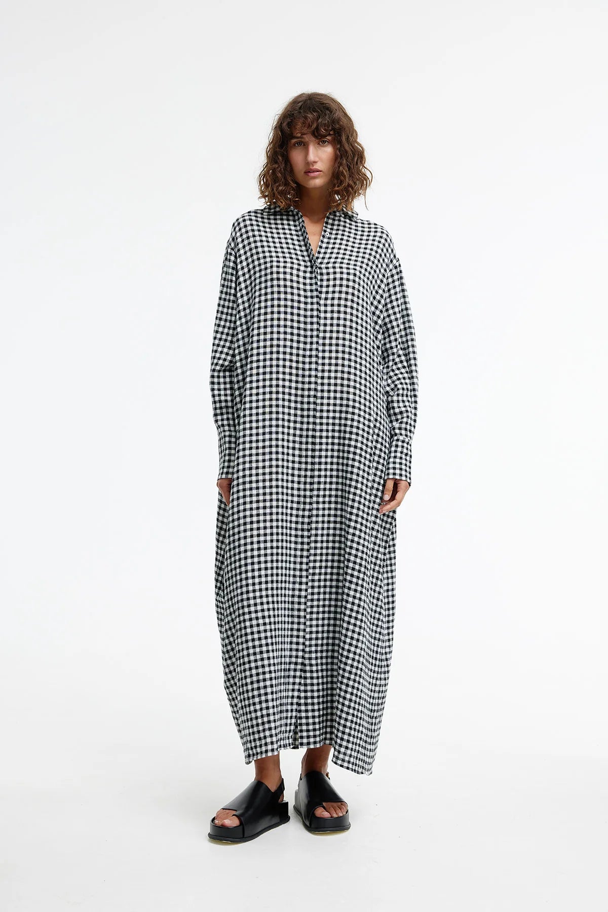 Kinney Taylor Shirt Dress in Black and Ivory Gingham - the tartan fox