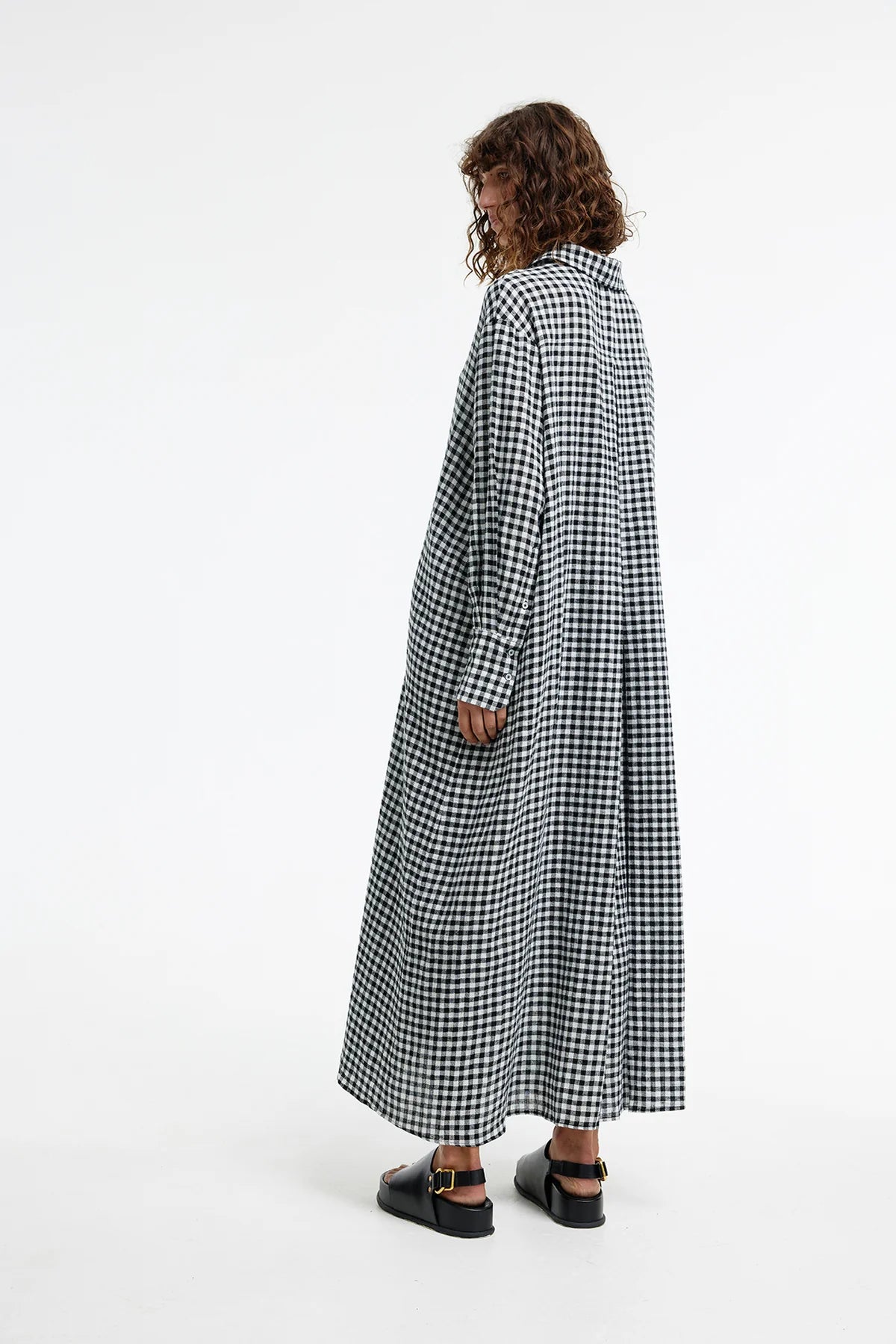 Kinney Taylor Shirt Dress in Black and Ivory Gingham - the tartan fox