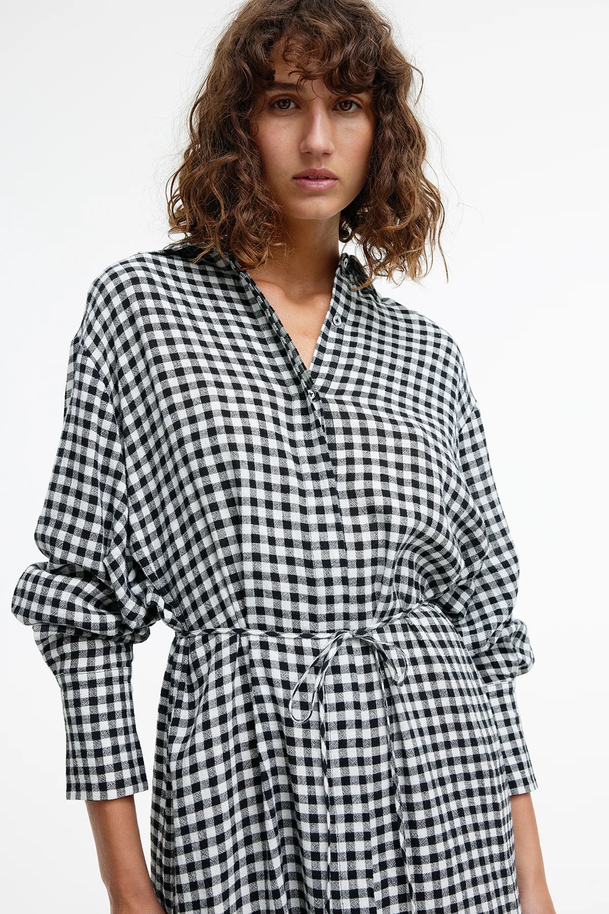 Kinney Taylor Shirt Dress in Black and Ivory Gingham - the tartan fox