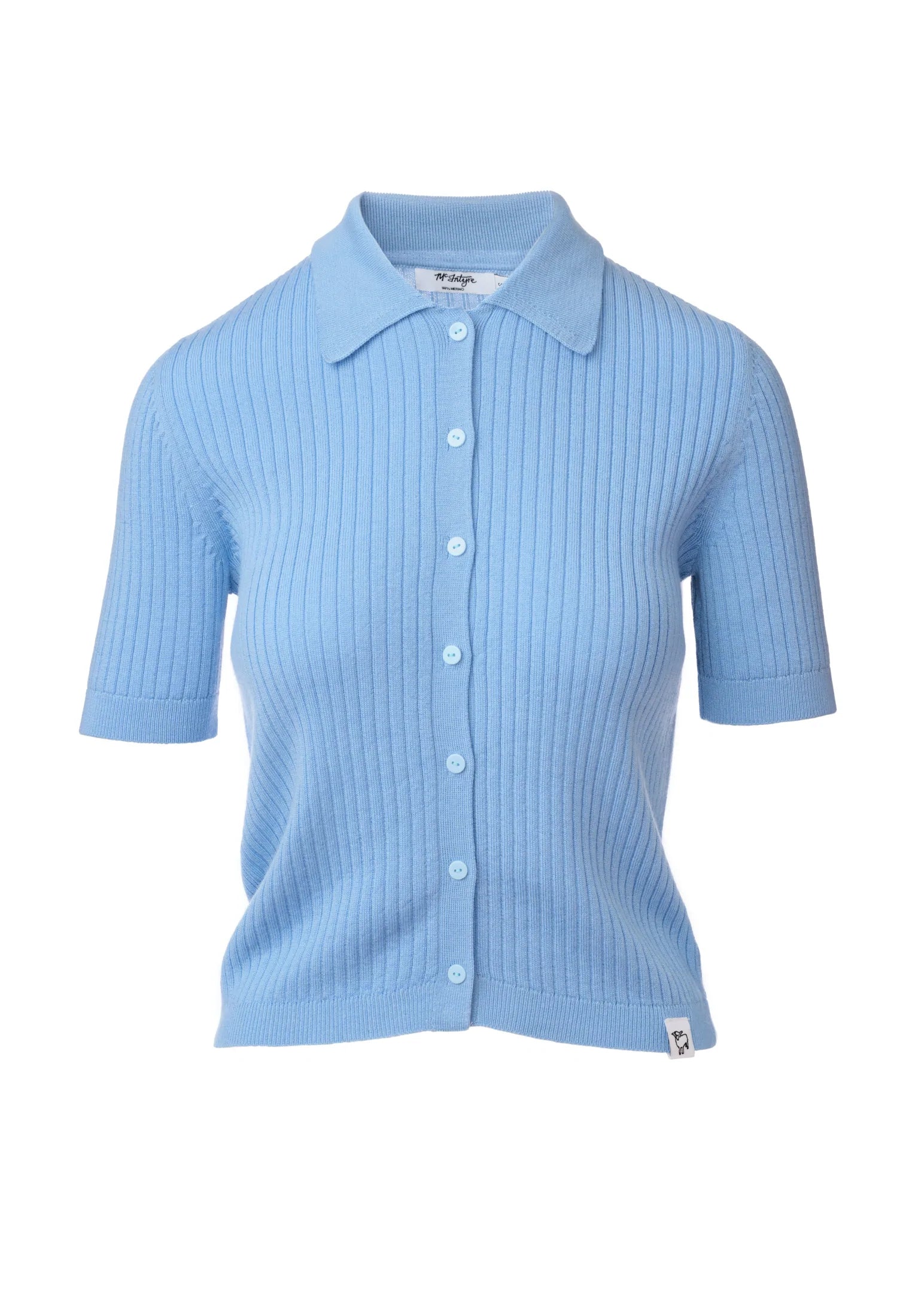 McIntyre Claire Button Up Polo Top in Baby Boy Blue - the tartan fox