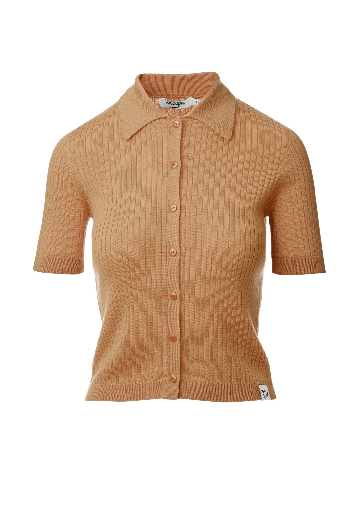 McIntyre Claire Button Up Polo Top in Camel - the tartan fox