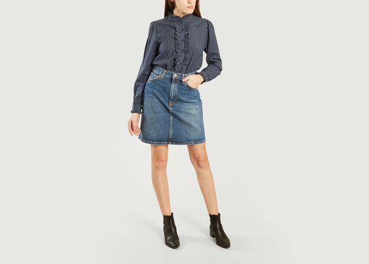 Nudie Jeans Hanna Denim Skirt Blue Freckles - the tartan fox