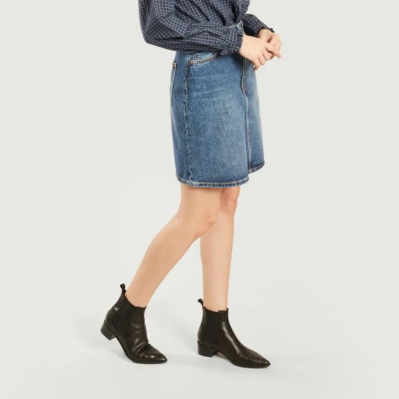 Nudie Jeans Hanna Denim Skirt Blue Freckles - the tartan fox