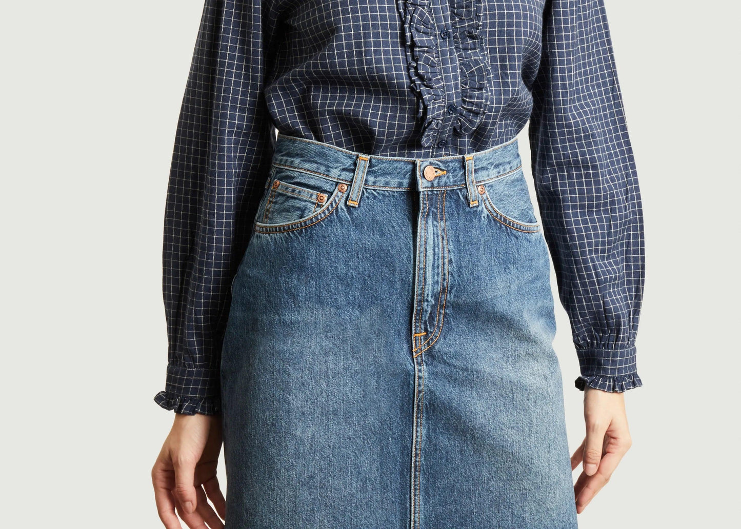 Nudie Jeans Hanna Denim Skirt Blue Freckles - the tartan fox