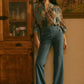 OnceWas Getty Faux Suede Pant in Chambray - the tartan fox