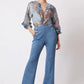 OnceWas Getty Faux Suede Pant in Chambray - the tartan fox