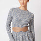 OnceWas Harmony Viscose Knit Top in Navy Pampas - the tartan fox