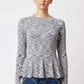OnceWas Harmony Viscose Knit Top in Navy Pampas - the tartan fox