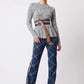 OnceWas Harmony Viscose Knit Top in Navy Pampas - the tartan fox