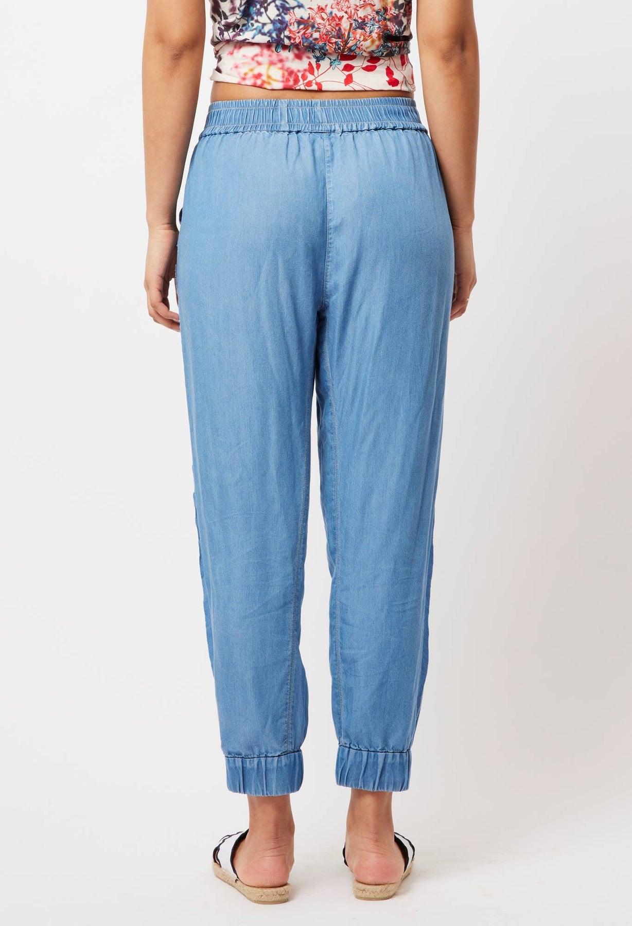 OnceWas Jolie Tencel Denim Raw Edge Jogger - the tartan fox