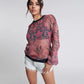 One Teaspoon Kaleidoscope Crew Longsleeve Top in Pink Prism - the tartan fox