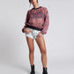 One Teaspoon Kaleidoscope Crew Longsleeve Top in Pink Prism - the tartan fox