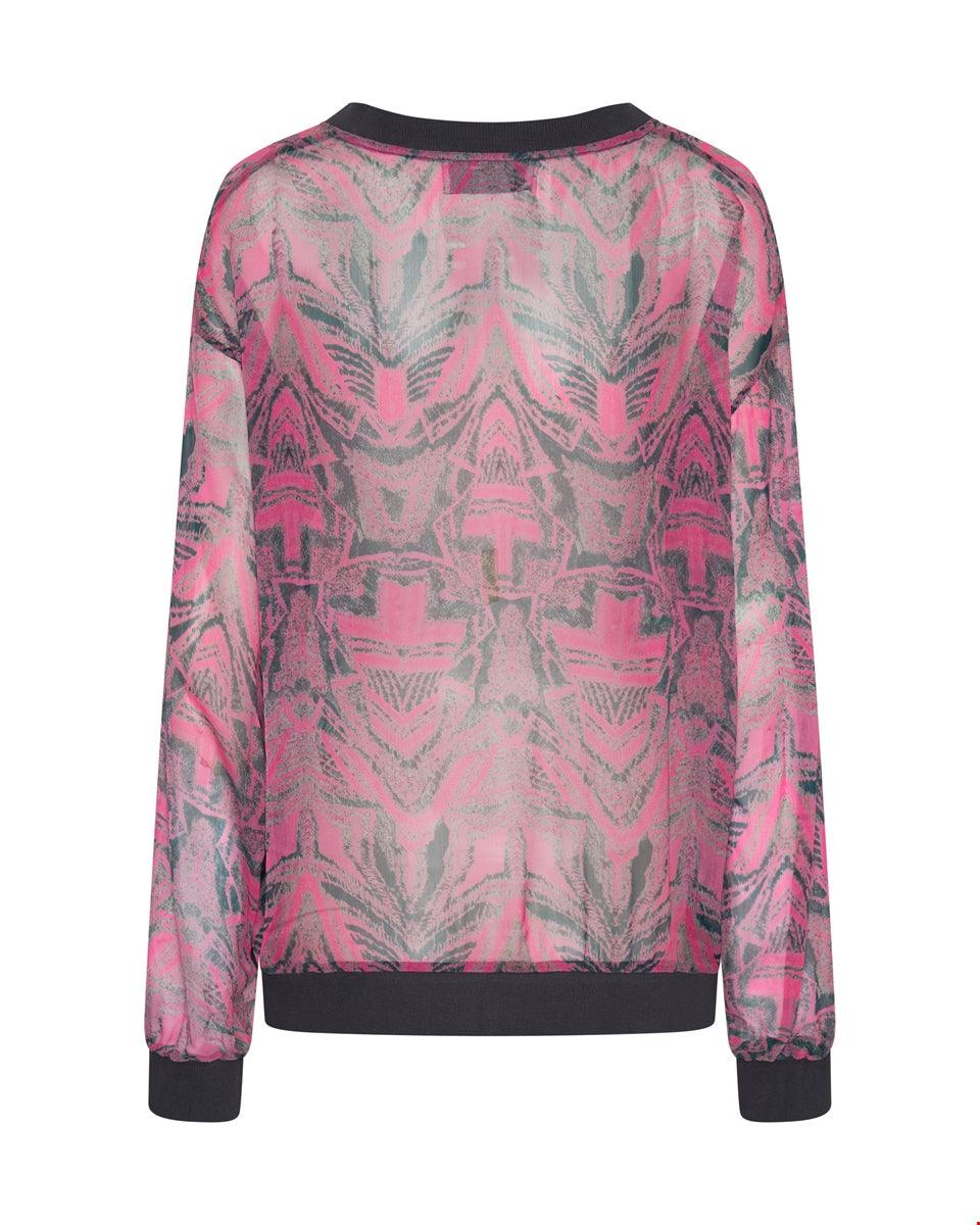 One Teaspoon Kaleidoscope Crew Longsleeve Top in Pink Prism - the tartan fox