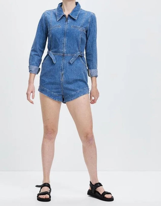 One Teaspoon Margot Jumpsuit in Resort Blue - the tartan fox