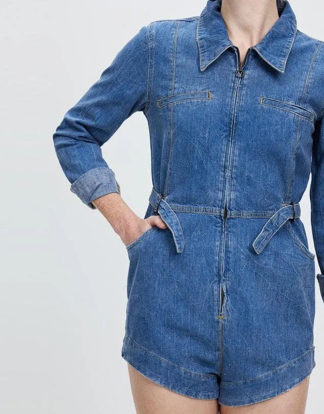 One Teaspoon Margot Jumpsuit in Resort Blue - the tartan fox