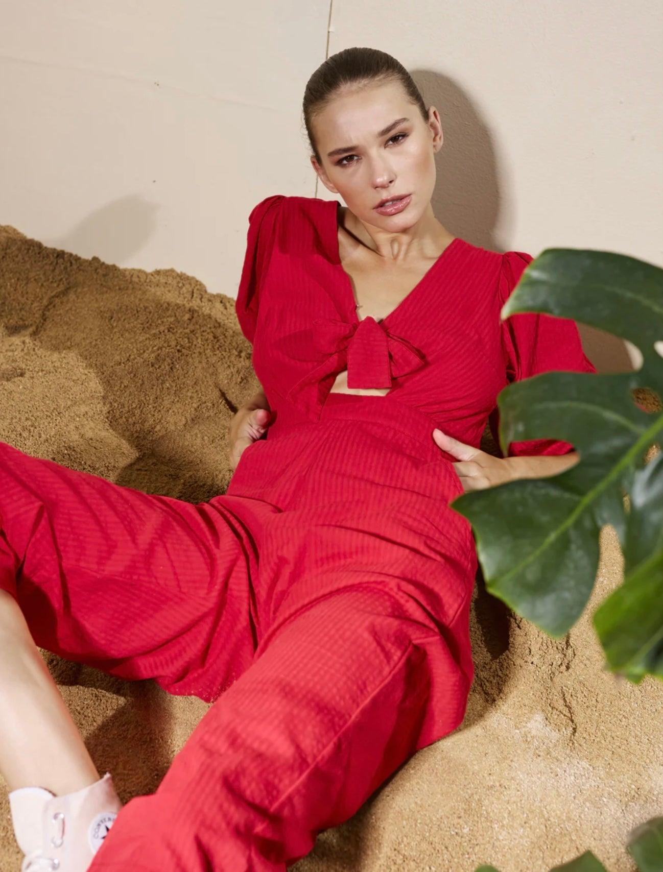 Rue Stiic Robin Jumpsuit in Cherry - the tartan fox