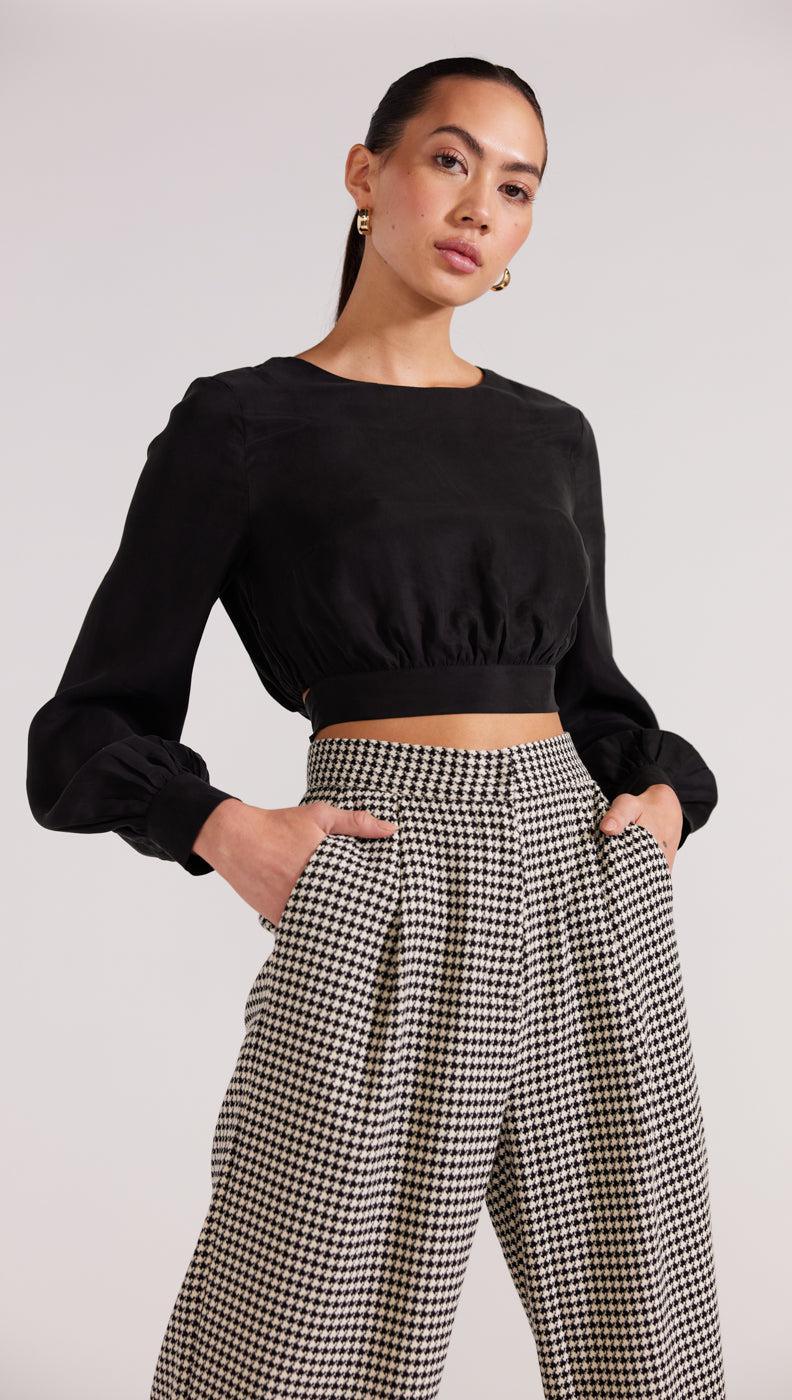 Staple the Label Monique Cupro Crop Blouse in Black - the tartan fox