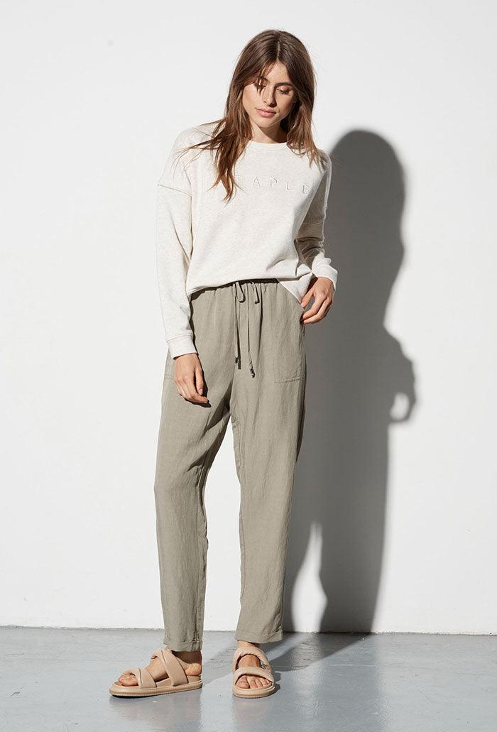 Staple the Label Thalia Drawstring Pant in Sage - the tartan fox